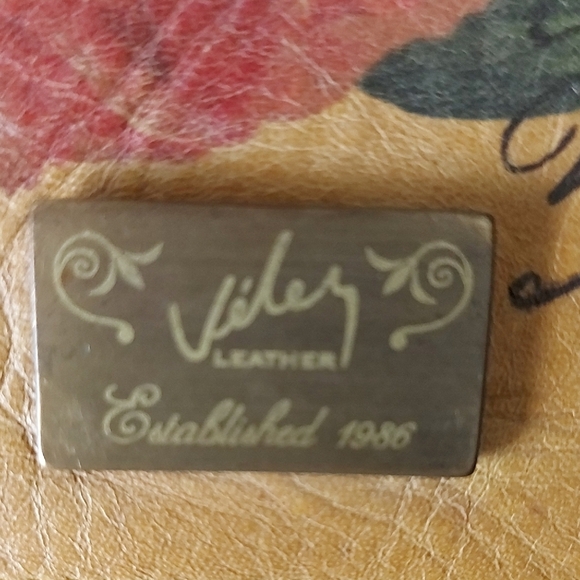 Pink Flower on Yellow Leather Women's Card Holder - Picture 4 of 5